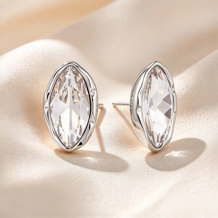 Marquise Bezel Set Moissanite Stud Earrings