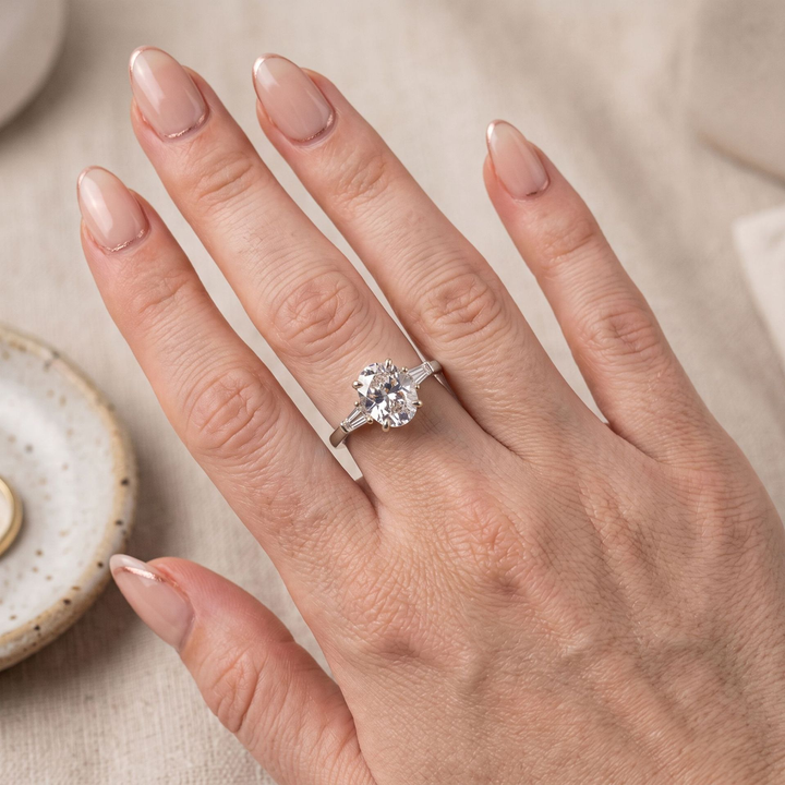 Oval Tapered Baguette Accent Ring