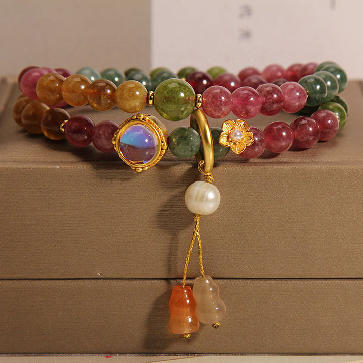 Calabash natural agate multi-circle stacking bracelet
