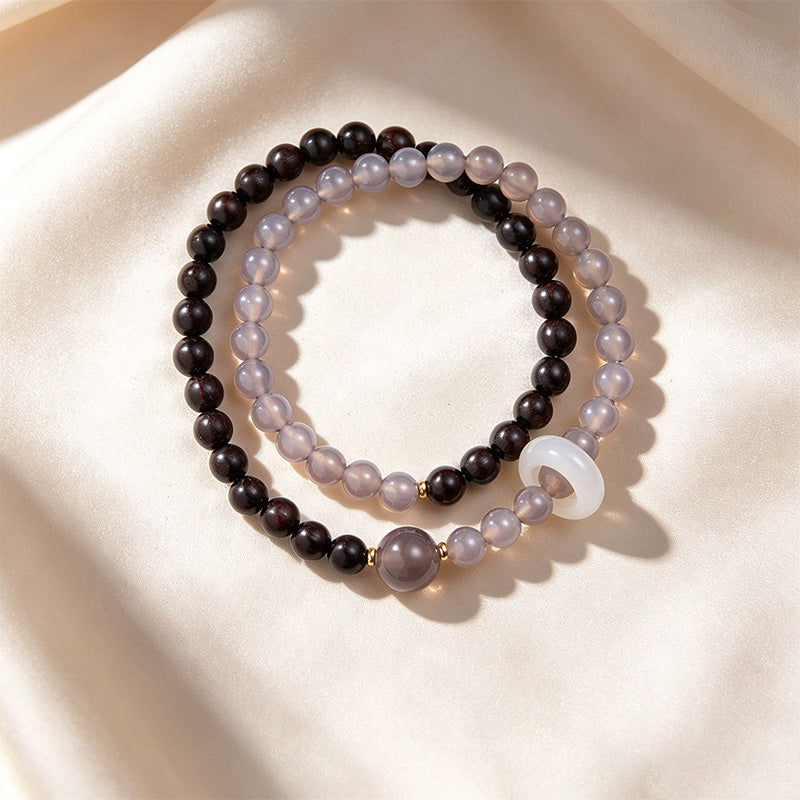 Green Sandalwood &amp; Agate Beaded Bracelet Collection