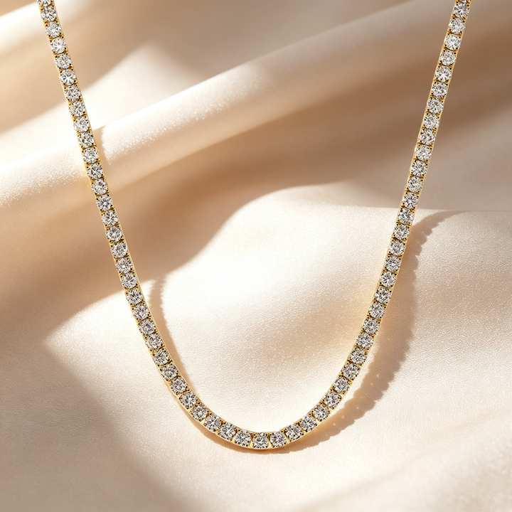 Four-Prong Round Cut Tennis Necklace