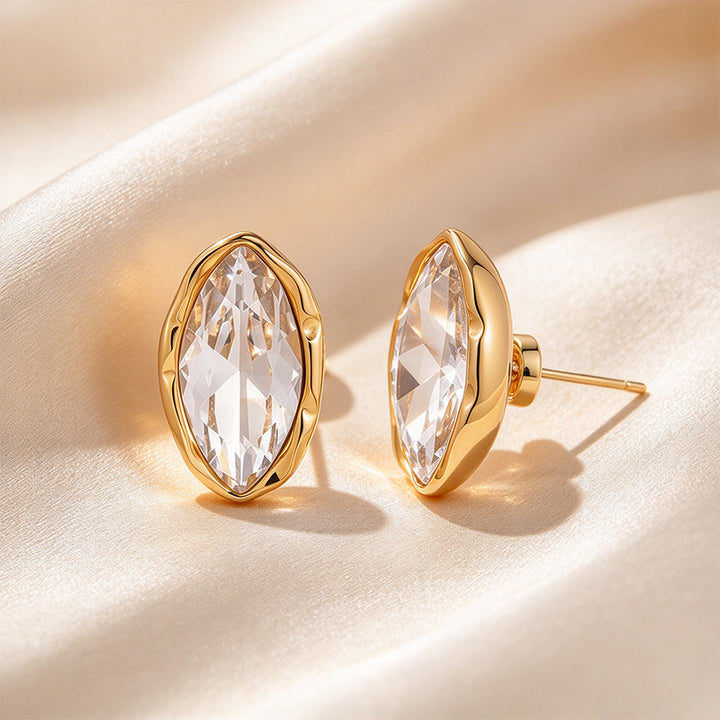 Marquise Bezel Set Moissanite Stud Earrings