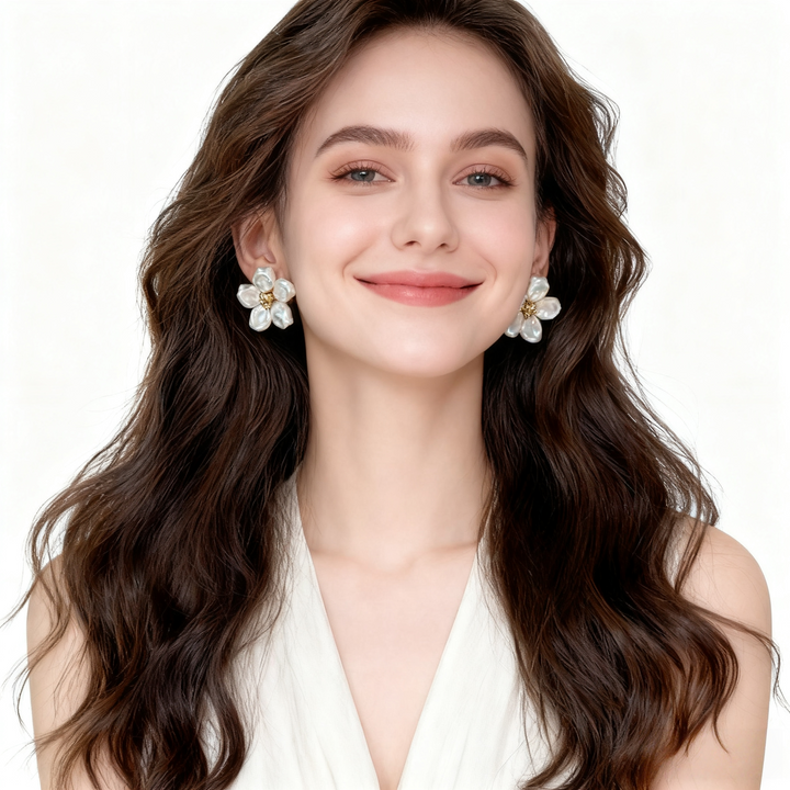 Pearl Flower Button Cover Cufflinks &amp; Earrings