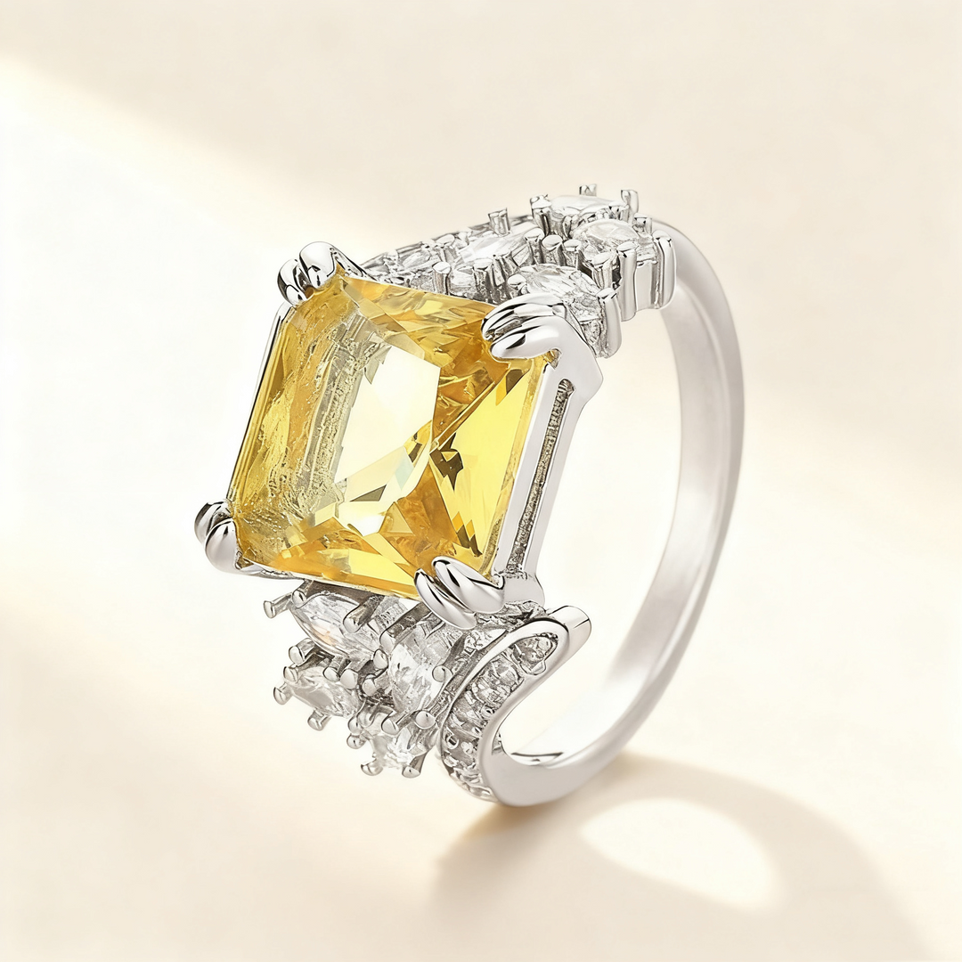 Dazzling Yellow &amp; Pink Crystal Ring