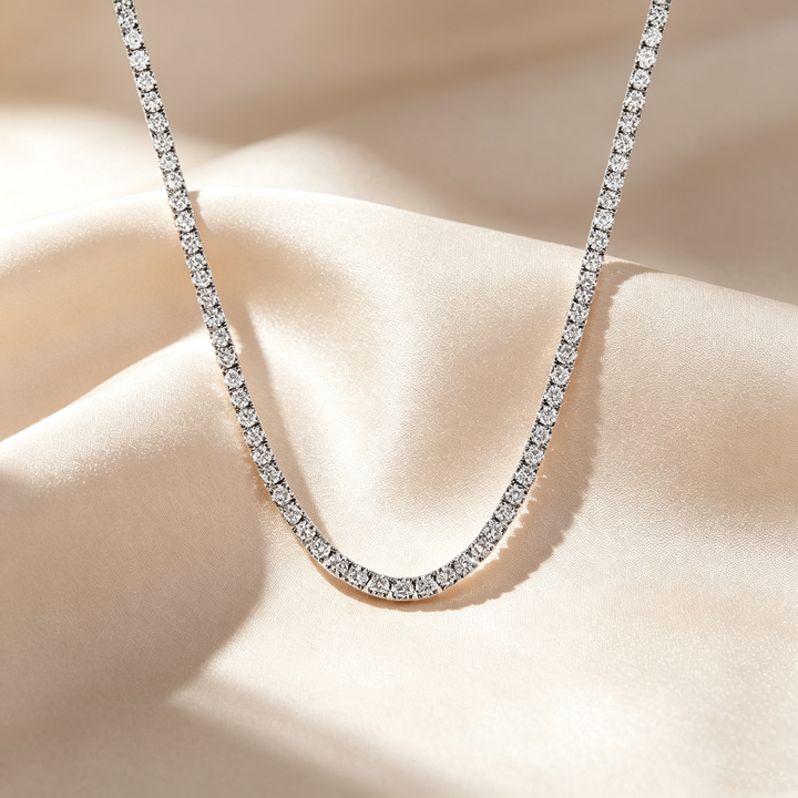 Four-Prong Round Cut Tennis Necklace