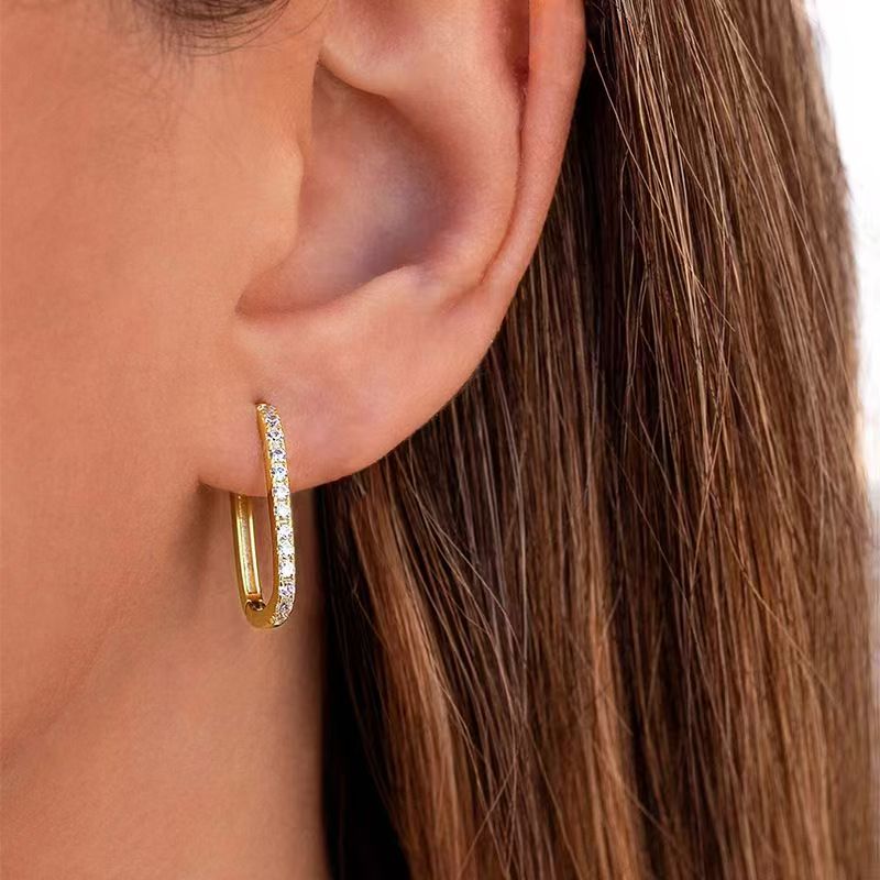 U-Shaped Pavé Hoop Earrings