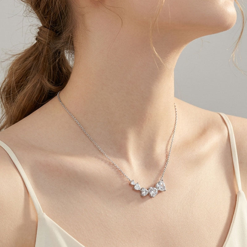 Marquise Leaf Accent Solitaire Moissanite Pendant Necklace