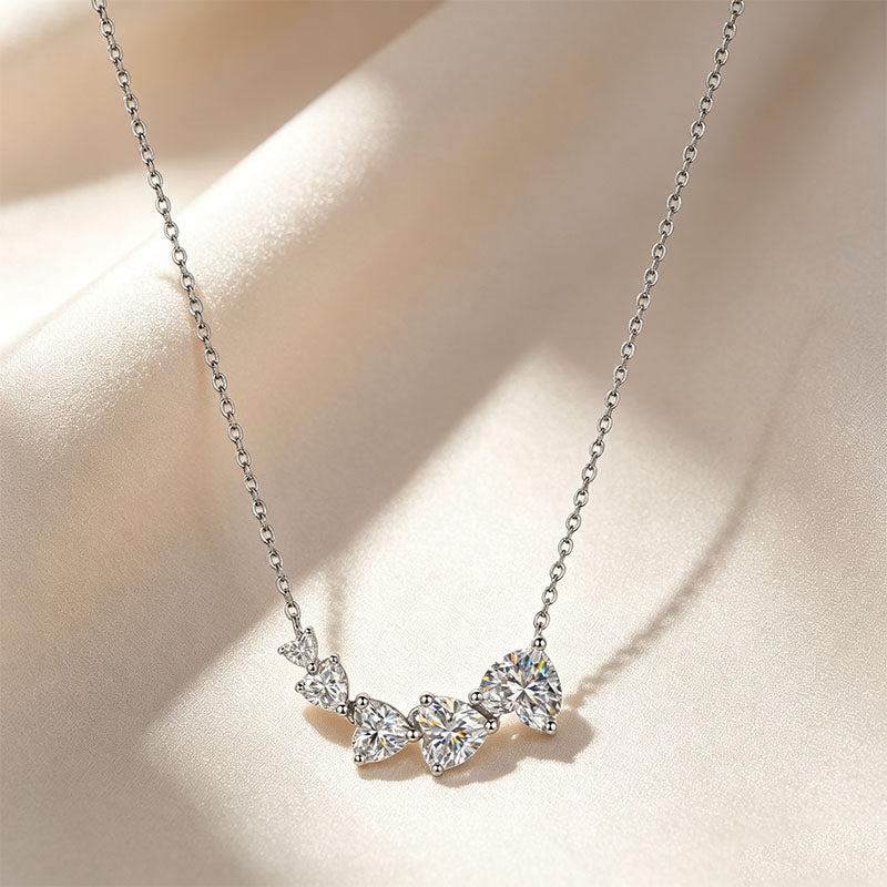 Marquise Leaf Accent Solitaire Moissanite Pendant Necklace