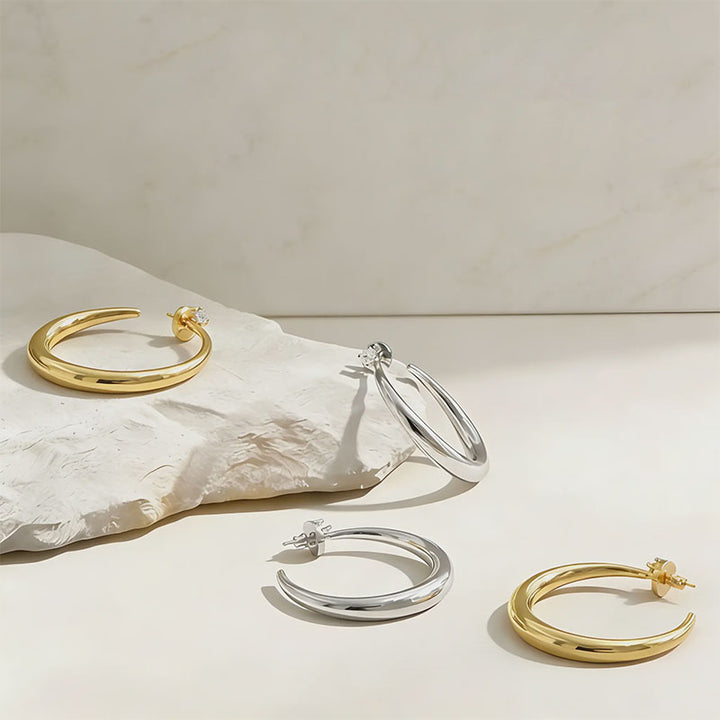 Minimalist C-Shaped Open Stud Earrings
