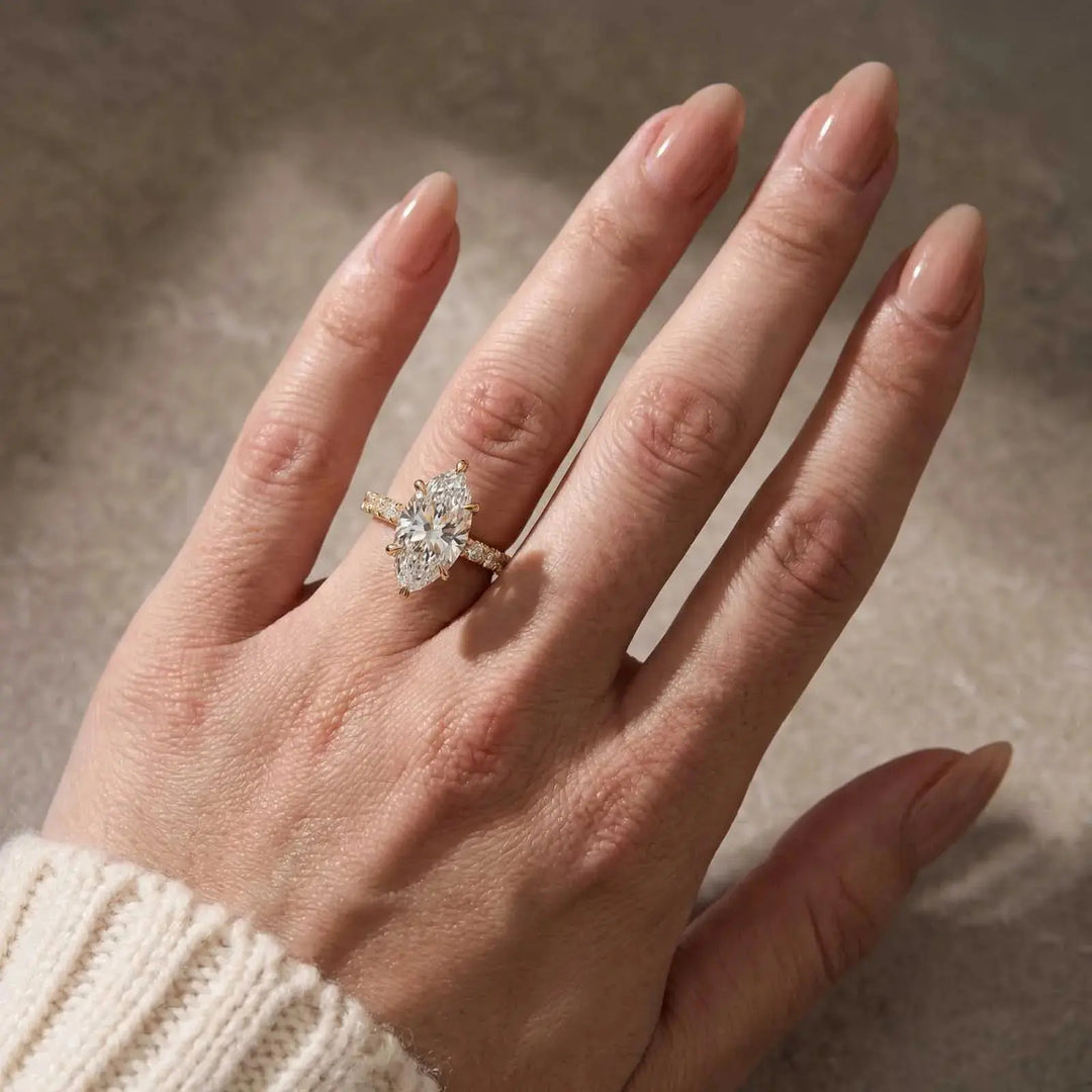 Marquise Six-Prong Pavé Band Ring