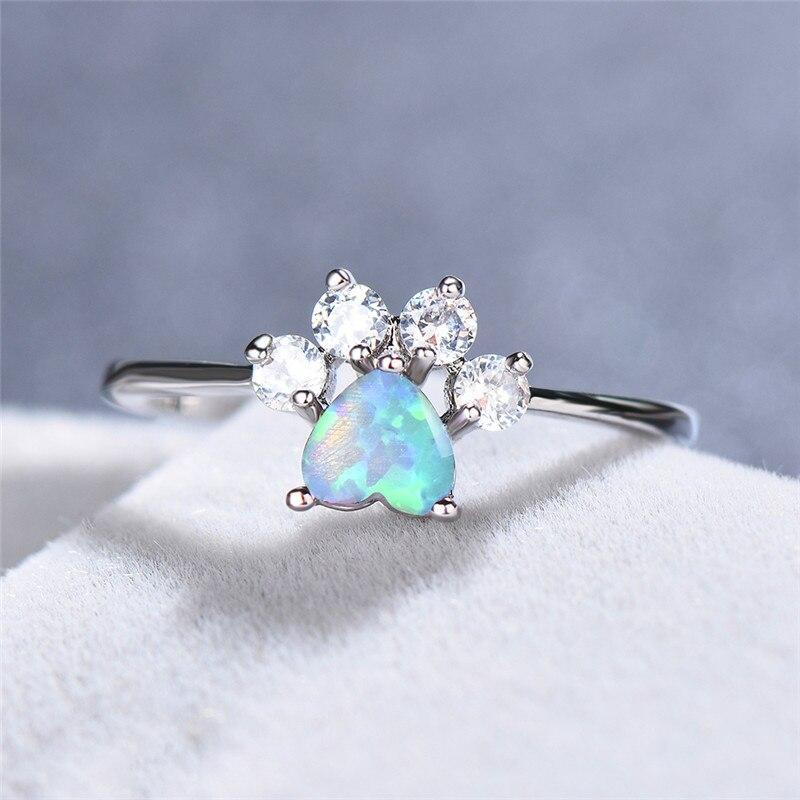 Opal &amp; Crystal Paw Ring