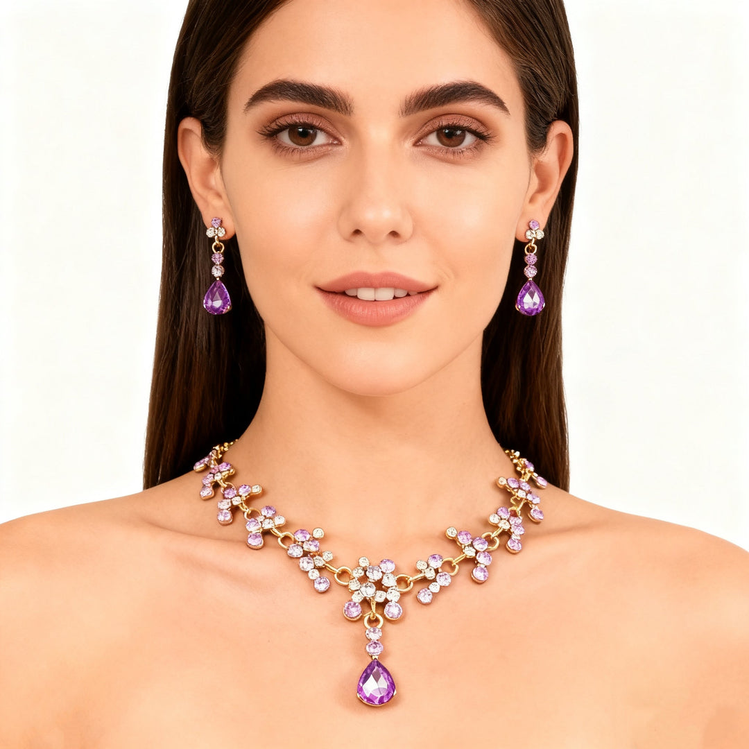 Amethyst Necklace &amp; Earrings Set