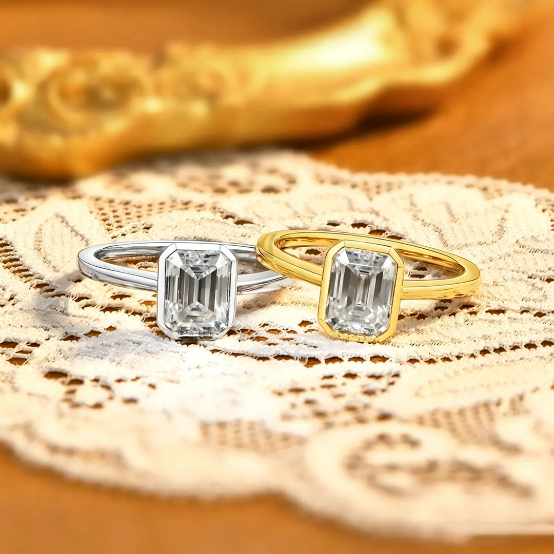 Emerald Cut Bezel Set Solitaire Ring