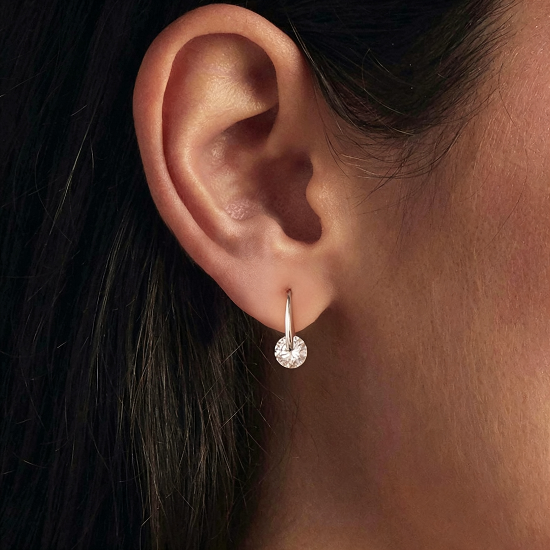 Round Moissanite Hook Earrings