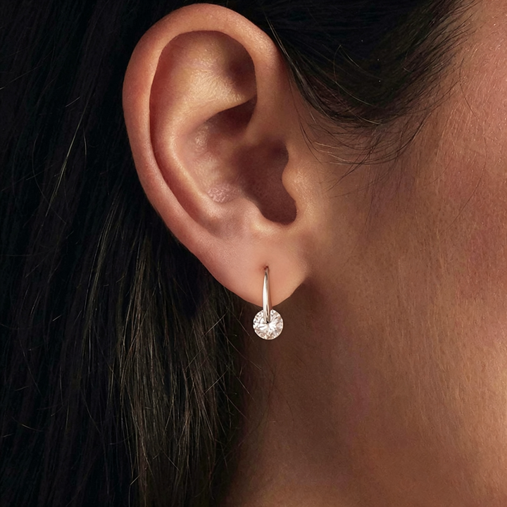 Round Moissanite Hook Earrings