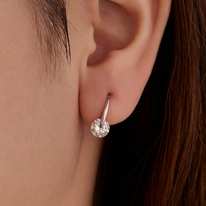 Round Moissanite Hook Earrings