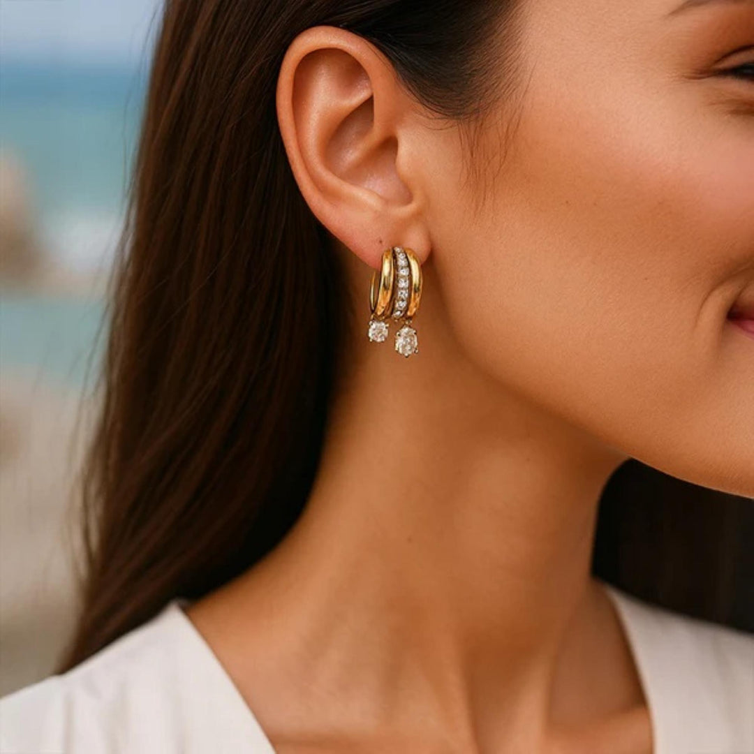 Two-Tone Layered C-Hoop Earrings