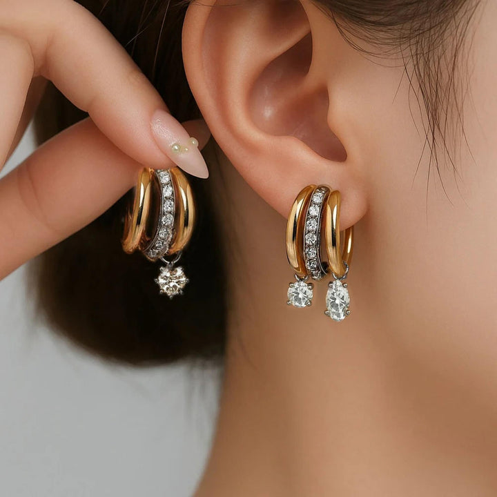 Two-Tone Layered C-Hoop Earrings