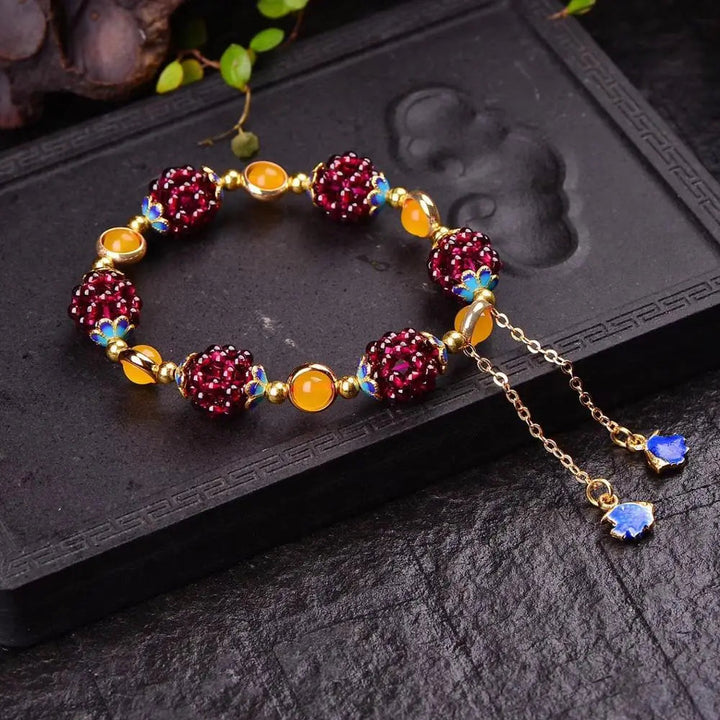 Natural Garnet Stone Pomegranate Bracelet