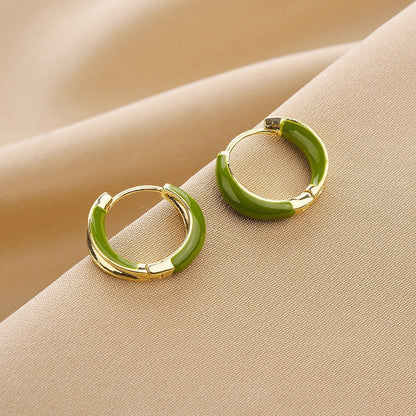 Classic Green Enamel Hoop Earrings