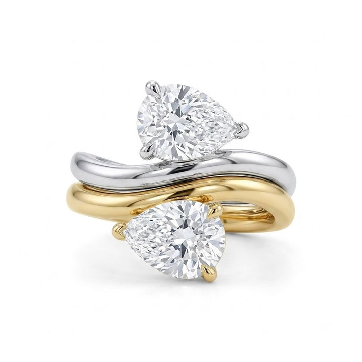 Pear Three-Prong Twist Band Ring