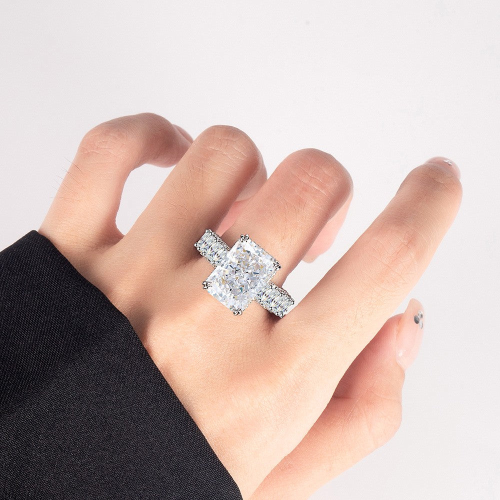 Emerald Cut Full Pavé Moissanite Ring