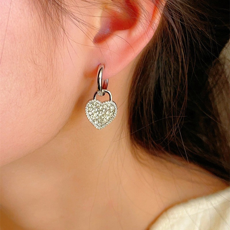 Heart Pendant Drop Earrings