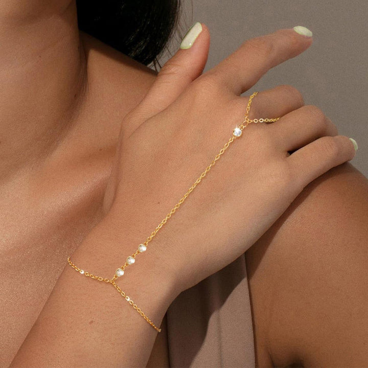 Leaf Diamond Hand Chain Bracelet