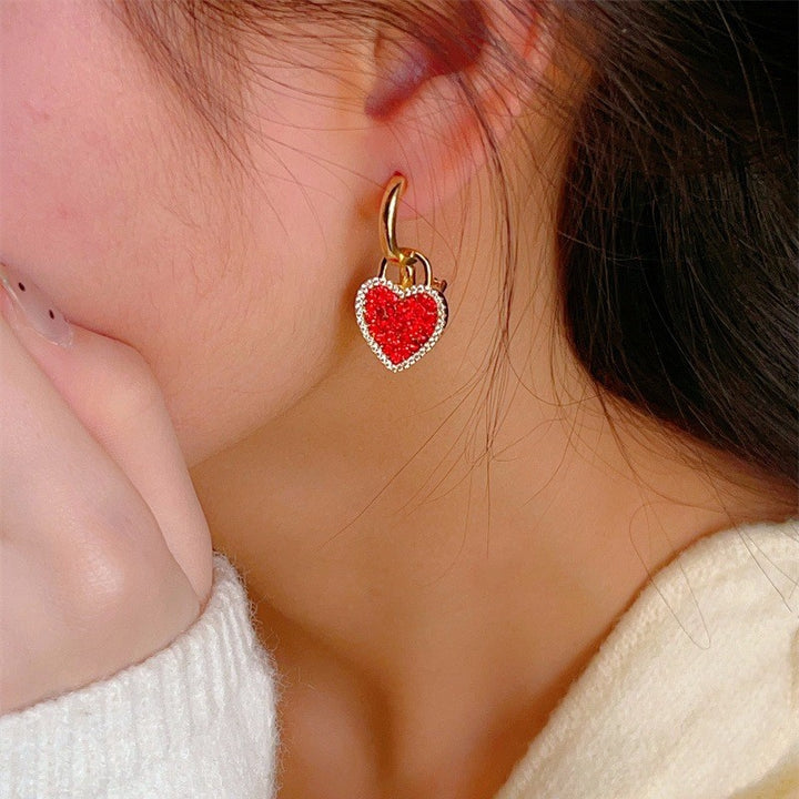 Heart Pendant Drop Earrings