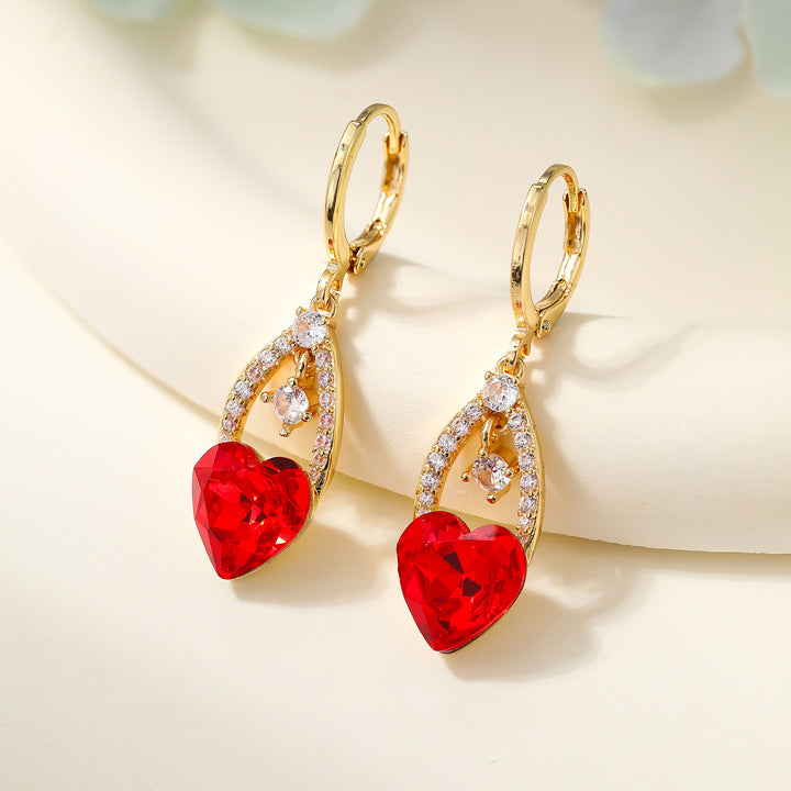 Elegant Heart Crystal Drop Earrings
