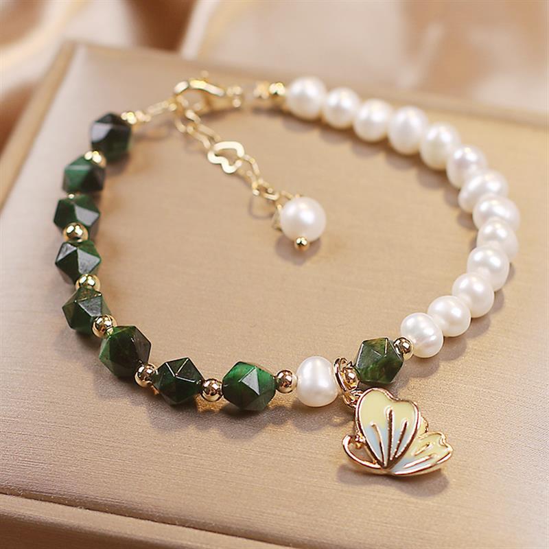 Summer Butterflies ? Freshwater Pearl &amp; Agate Bracelet