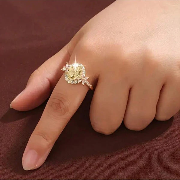 Virgin Mary Moissanite Halo Ring