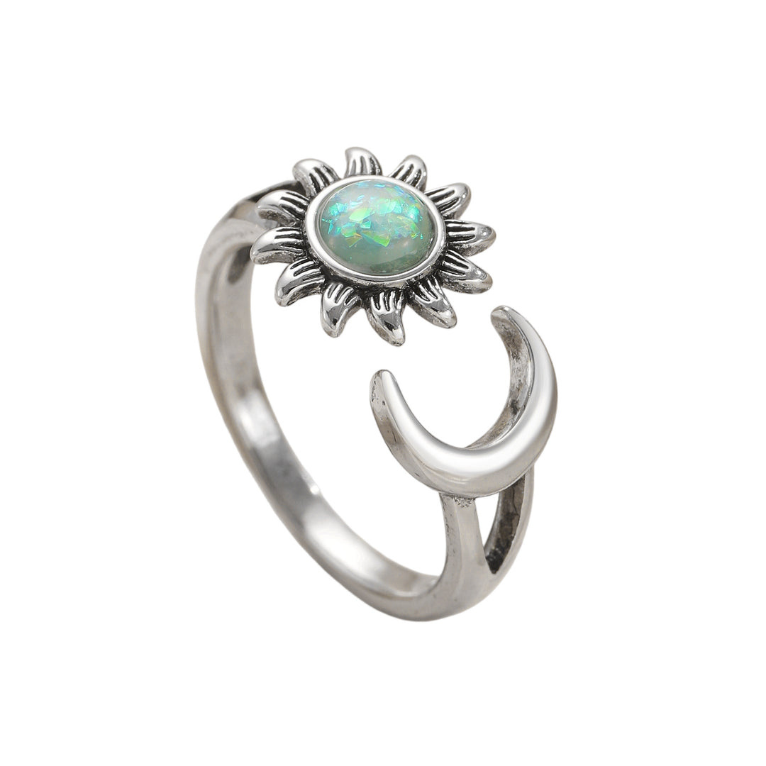 Classic Vintage Sun &amp; Moon Open Ring