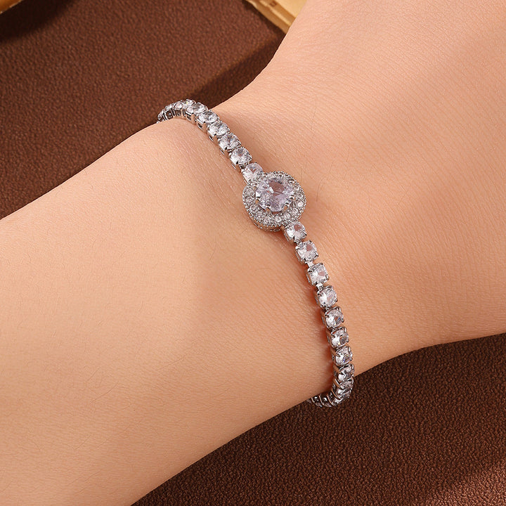 Cushion‑Halo Adjustable Tennis Moissanite Bracelet