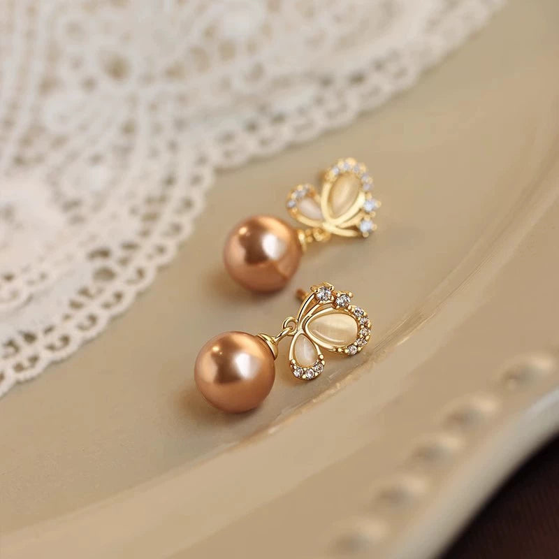 Butterfly Pearl Earrings