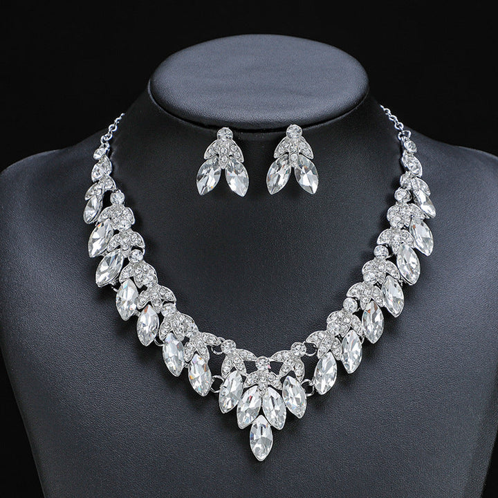 Crystal Leaf Necklace &amp; Earrings Set