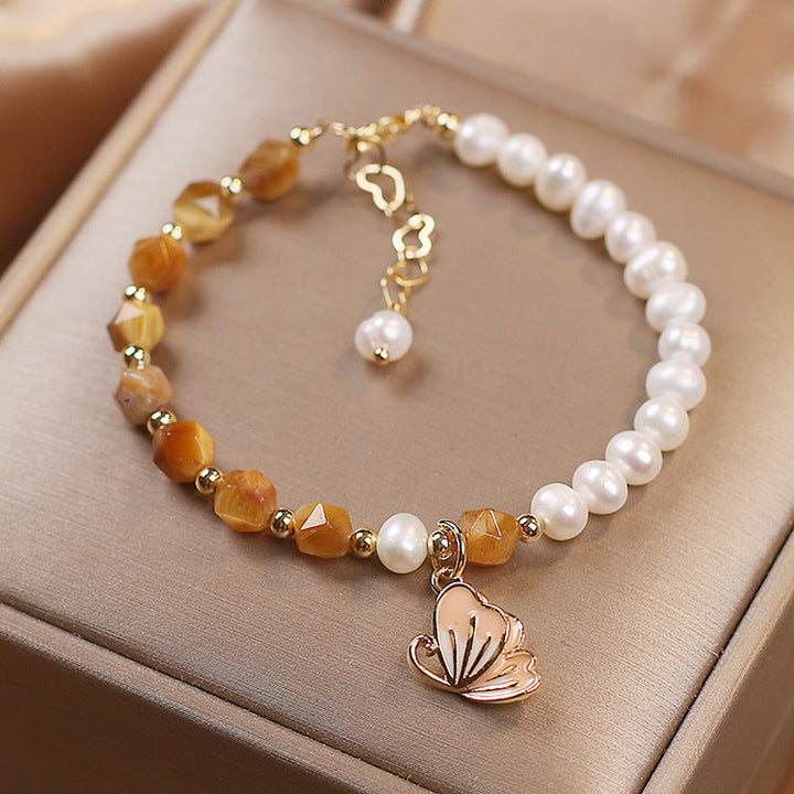 Summer Butterflies ? Freshwater Pearl &amp; Agate Bracelet