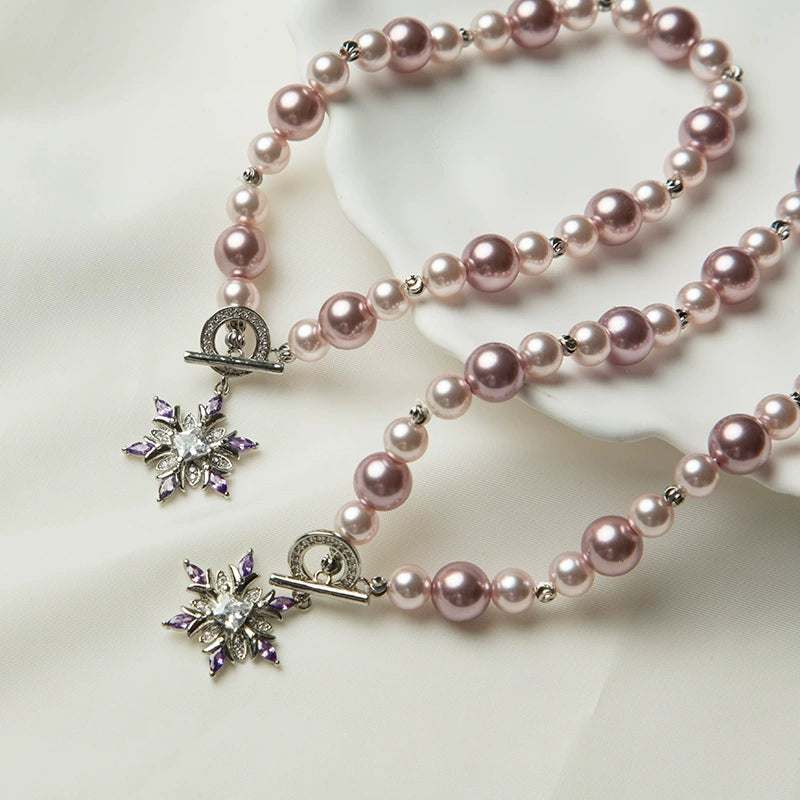 Lilac Pearl &amp; Starburst Crystal Necklace