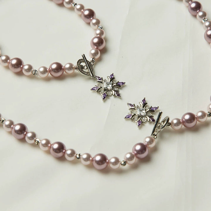 Lilac Pearl &amp; Starburst Crystal Necklace