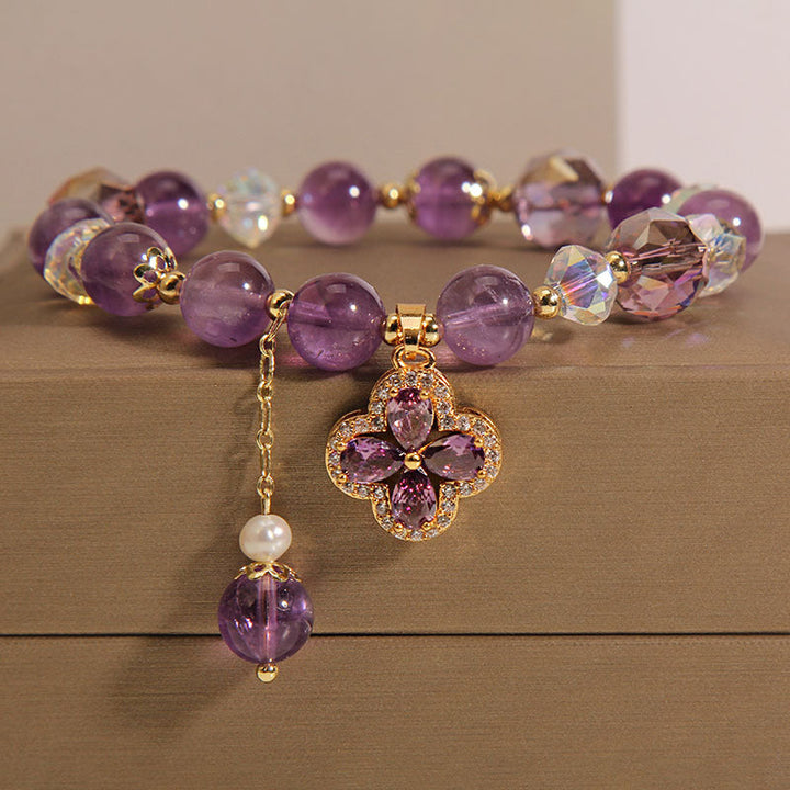 Four-leaf clover ? Amethyst Bracelet