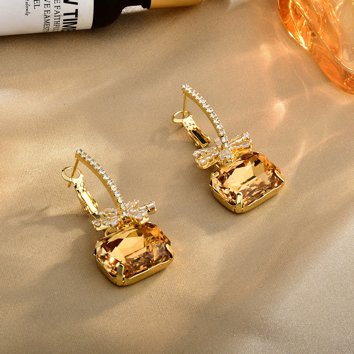 Elegant Cushion-Cut Crystal Drop Earrings