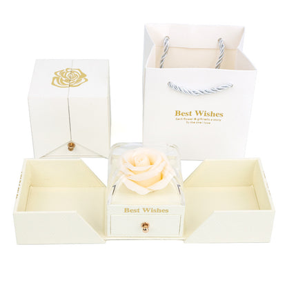 Double-Opening Gift Box with Preserved Rose & Heart Necklace