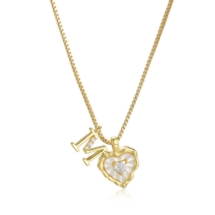 Personalized Pearl Heart Initial Necklace