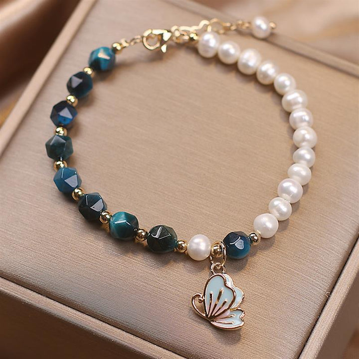 Summer Butterflies ? Freshwater Pearl &amp; Agate Bracelet