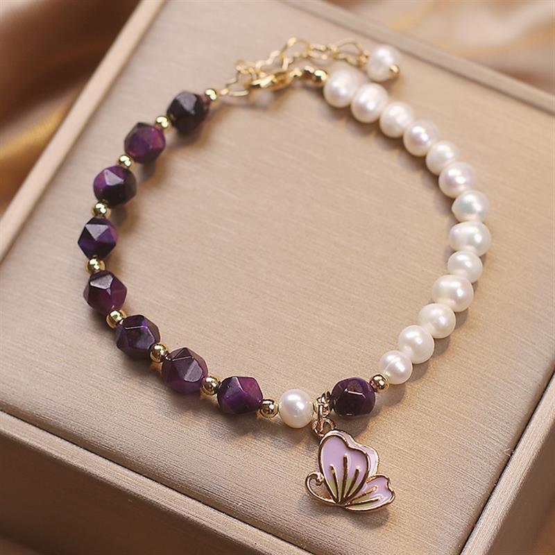 Summer Butterflies ? Freshwater Pearl &amp; Agate Bracelet