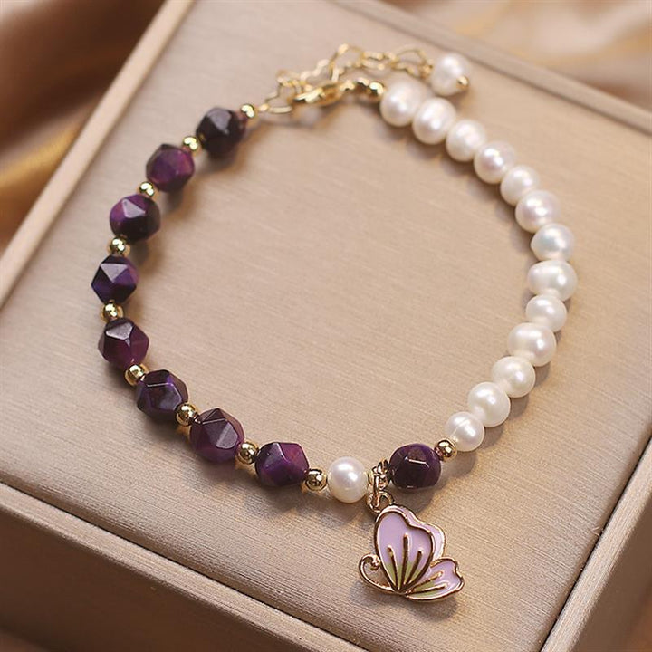Summer Butterflies ? Freshwater Pearl &amp; Agate Bracelet