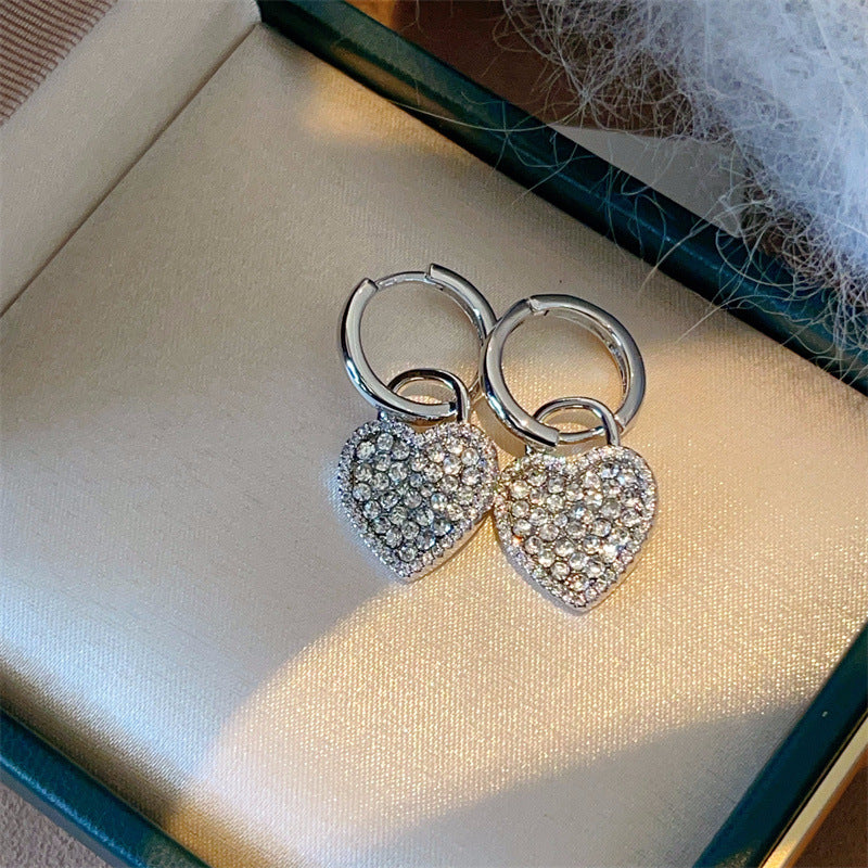 Heart Pendant Drop Earrings