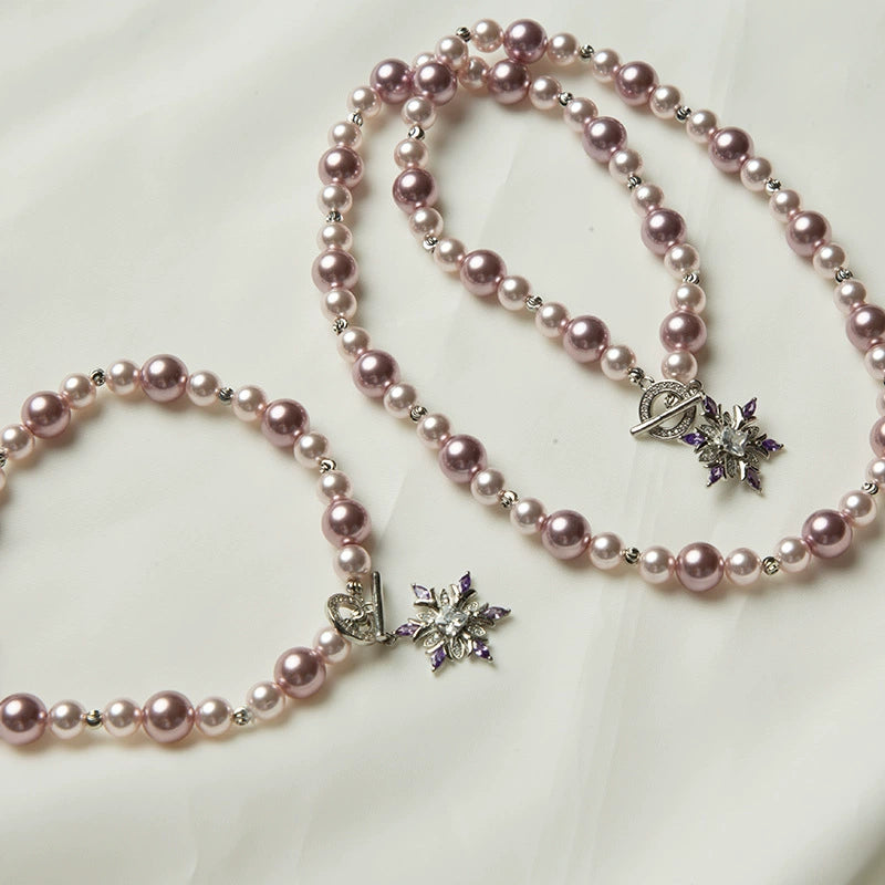 Lilac Pearl &amp; Starburst Crystal Necklace