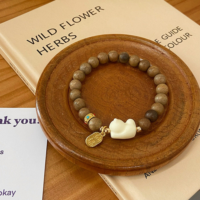 Ivory Fruit &amp; Sandalwood Bead Bracelet