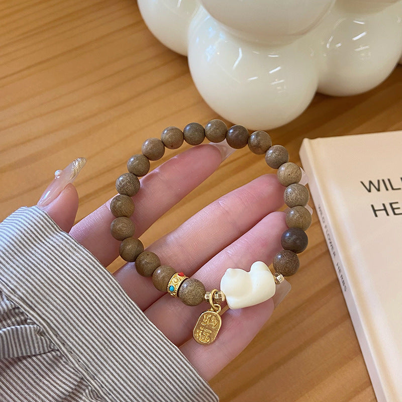 Ivory Fruit &amp; Sandalwood Bead Bracelet